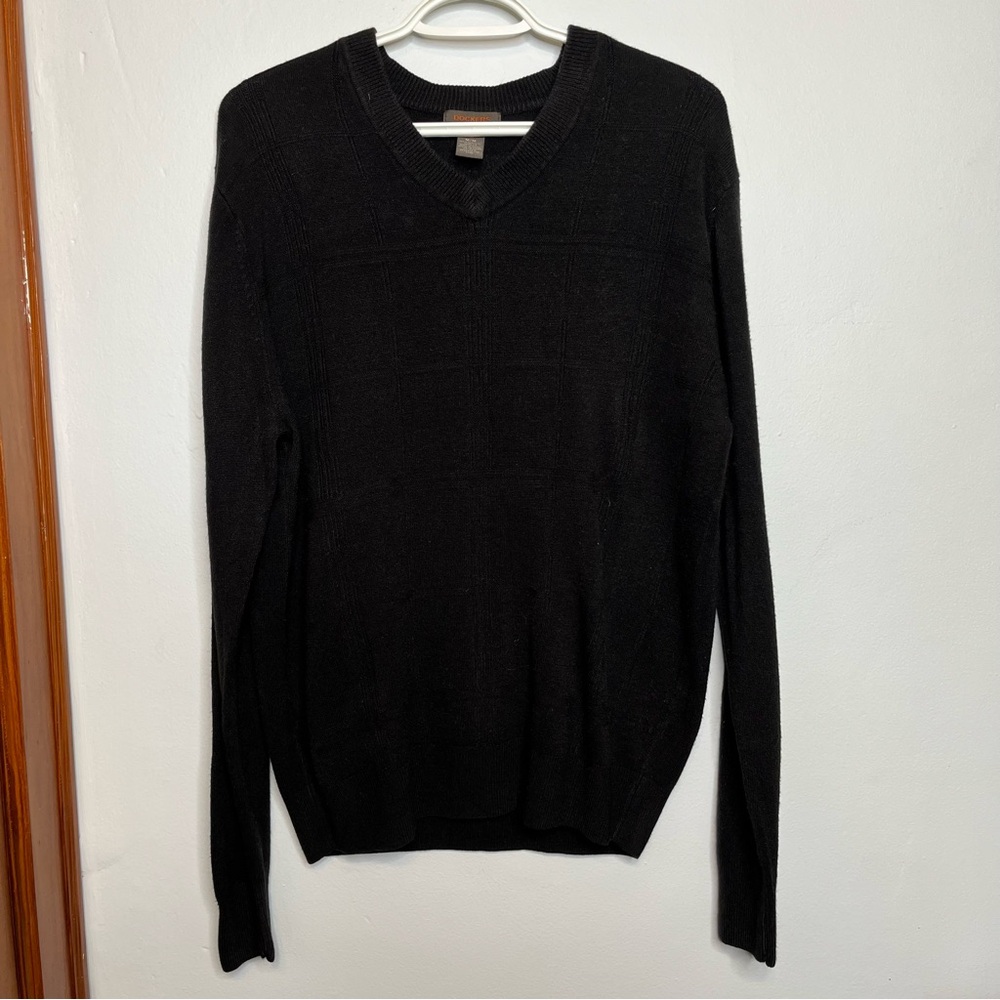 VTG Dockers Men's Dad Grandpa Black V-Neck Sweater Pullover Soft size M GUC